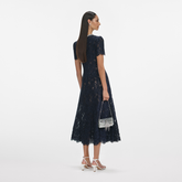 Navy Lace Embellished Midi Dress